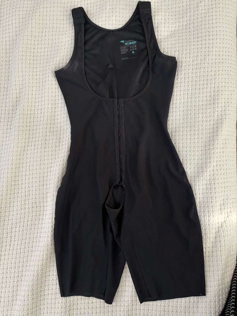 Marena RecoveryRX Black Full-Body Compression Bodysuit with Adjustable Straps
